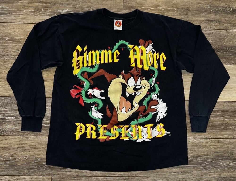 Vintage 1997 Looney Tunes TAZ Christmas Shirt *GiMMiE MoRe PreSents* Mens Medium